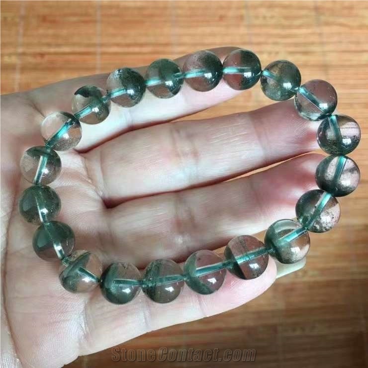 Natural Green Ghost Thousand Layer Single Loop Bracelet