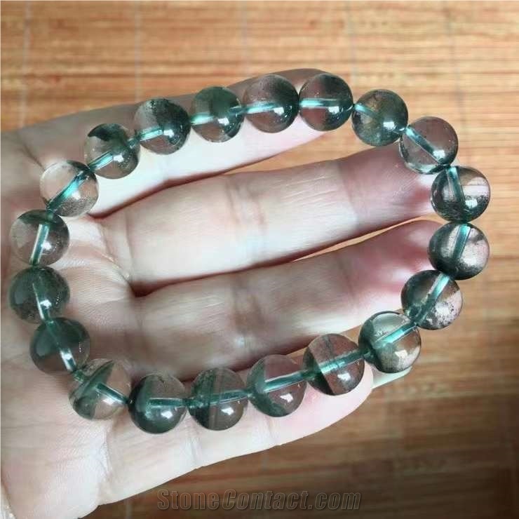 Natural Green Ghost Thousand Layer Single Loop Bracelet