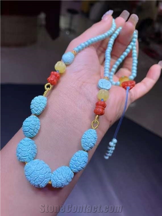 Natural Raw Mineral High Turquoise Rich Necklace