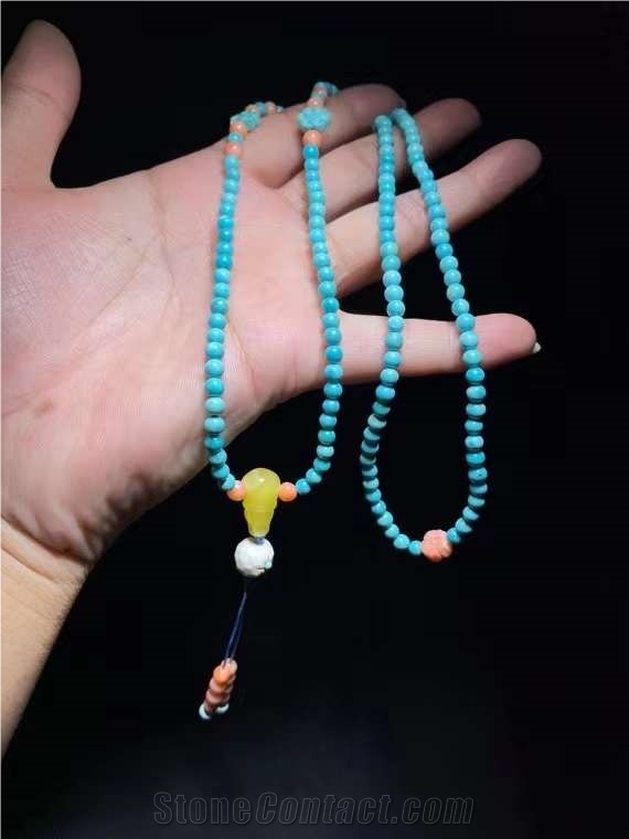 Natural Turquoise Jade Chemical Buddha Beads