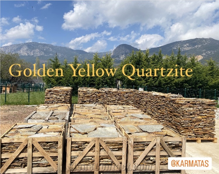 Golden Yellow Quartzite Stone Flagstone Pavers