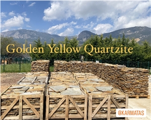 Golden Yellow Quartzite Stone Flagstone Pavers