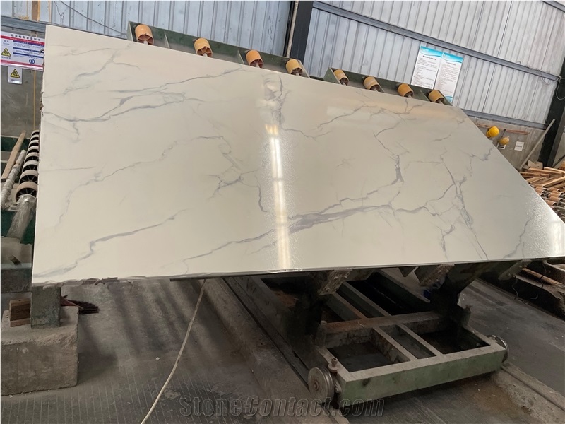 Snow White Engineered Marble Slab 3200X1600x18mm