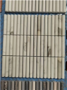 Track Stack White Tone Marble Mosaic Wall Tile