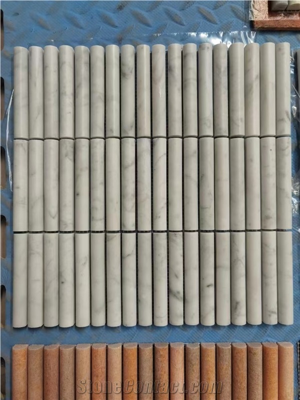 Track Stack White Tone Marble Mosaic Wall Tile