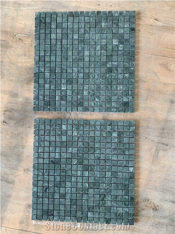 0.65" X 0.65" Green Marble Mosaic Sheet Wall