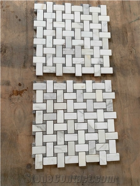 12" X 12" Natural Stone Basketweave Mosaic Wall & Floor Tile