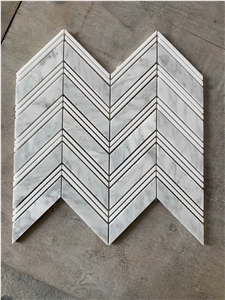 Marble Herringbone / Chevron Mosaic Wall & Floor Tile