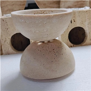 Beige Travertine Marble Incense Burner Holder