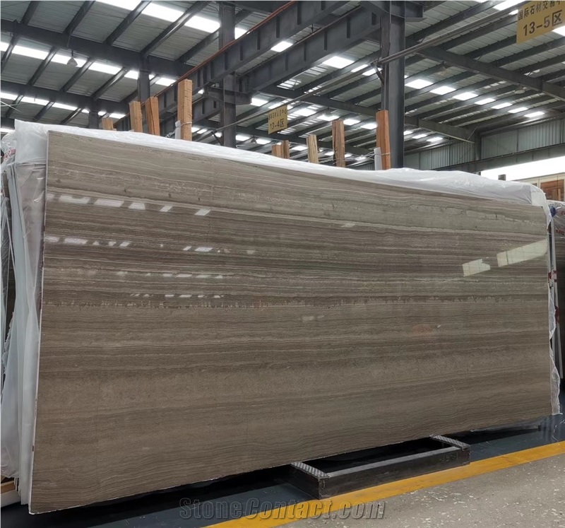 Wood Grain Brown Marble For Wall Claddings