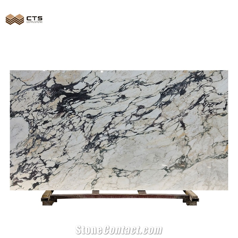 Natural Stone Polished Bulgari White Gray Veins Marble Slab
