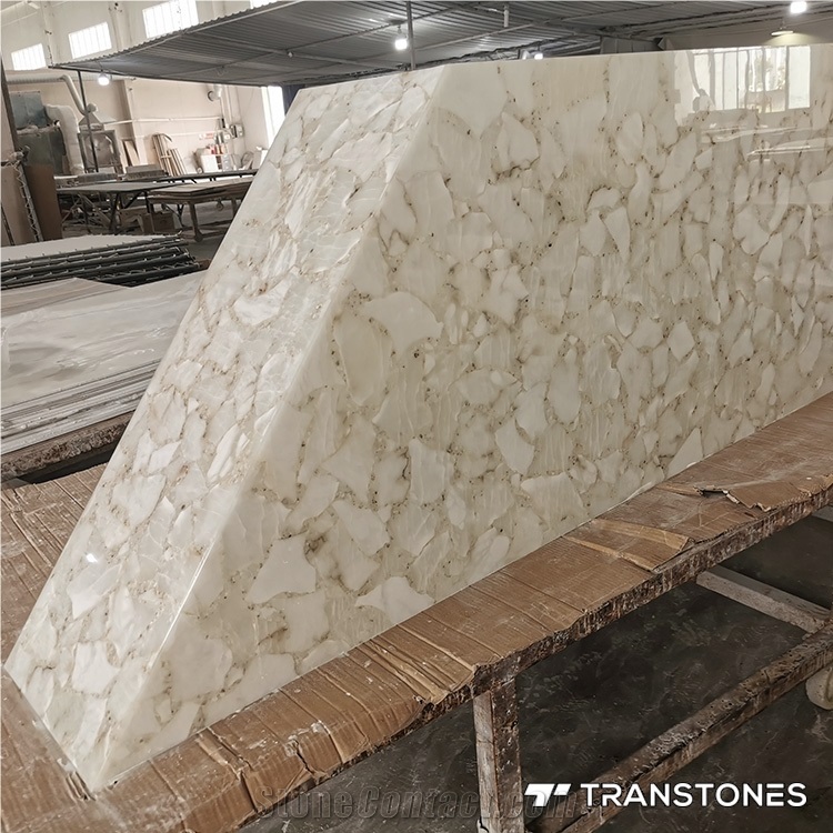 Artificial Stone Customize Size Translucent White Alabaster Bar Top