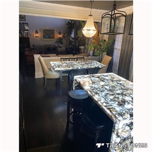 Black Onyx Marble Stone Backlit Kitchen Island Home Decor
