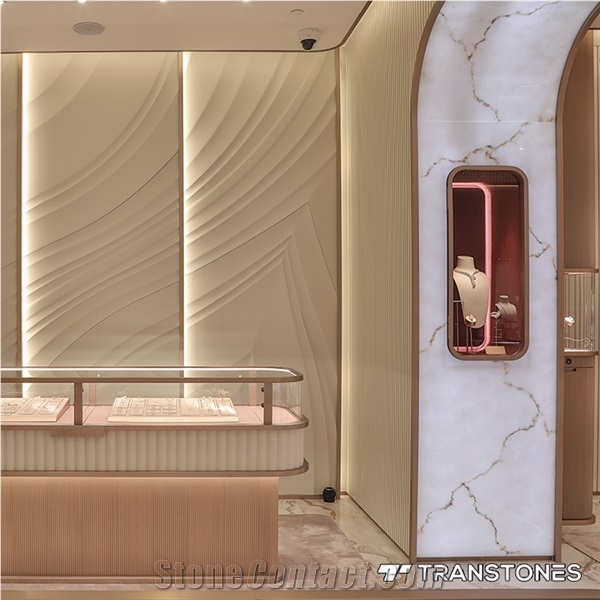 Customized Curved Translucent Alabaster Archway Wall Panel