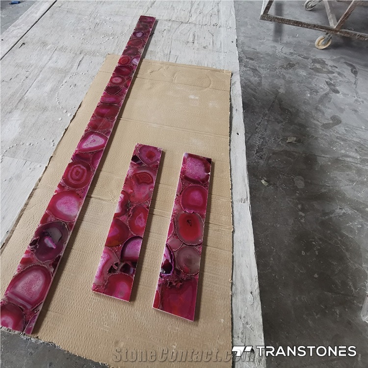 Pink Agate Semiprecious Stone Vanity Top