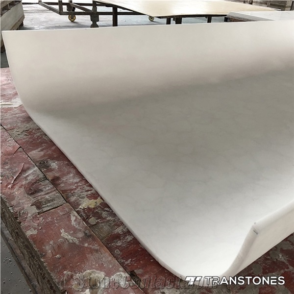 Translucent Honed White Curved Artificial Alabaster Wall Panel