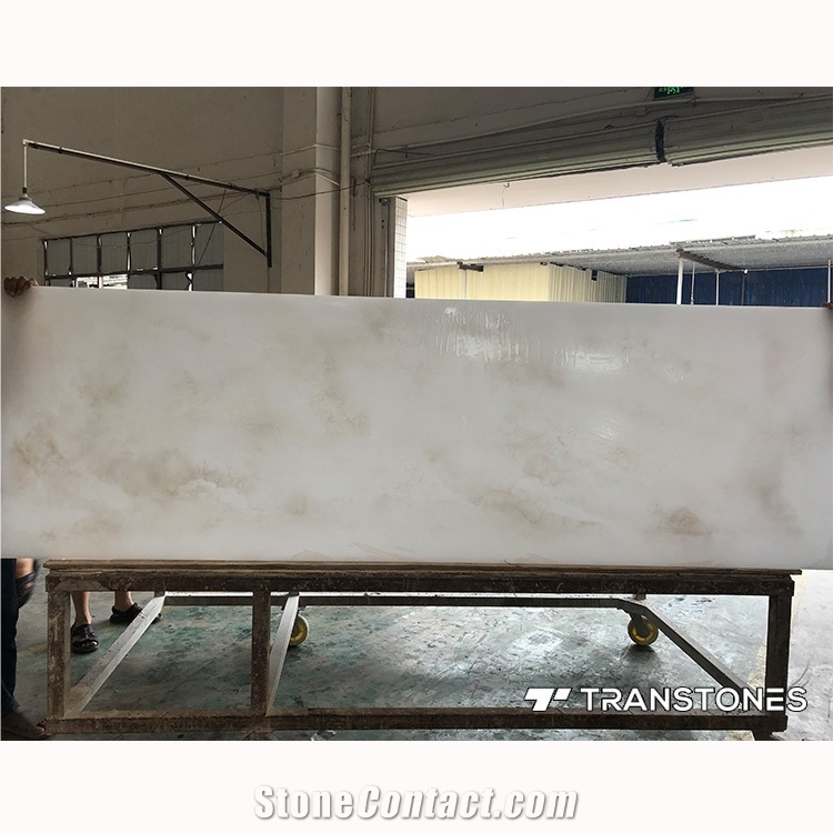 White Alabaster Artificial Stone Decorative Wall Panels Cut-To-Size Available