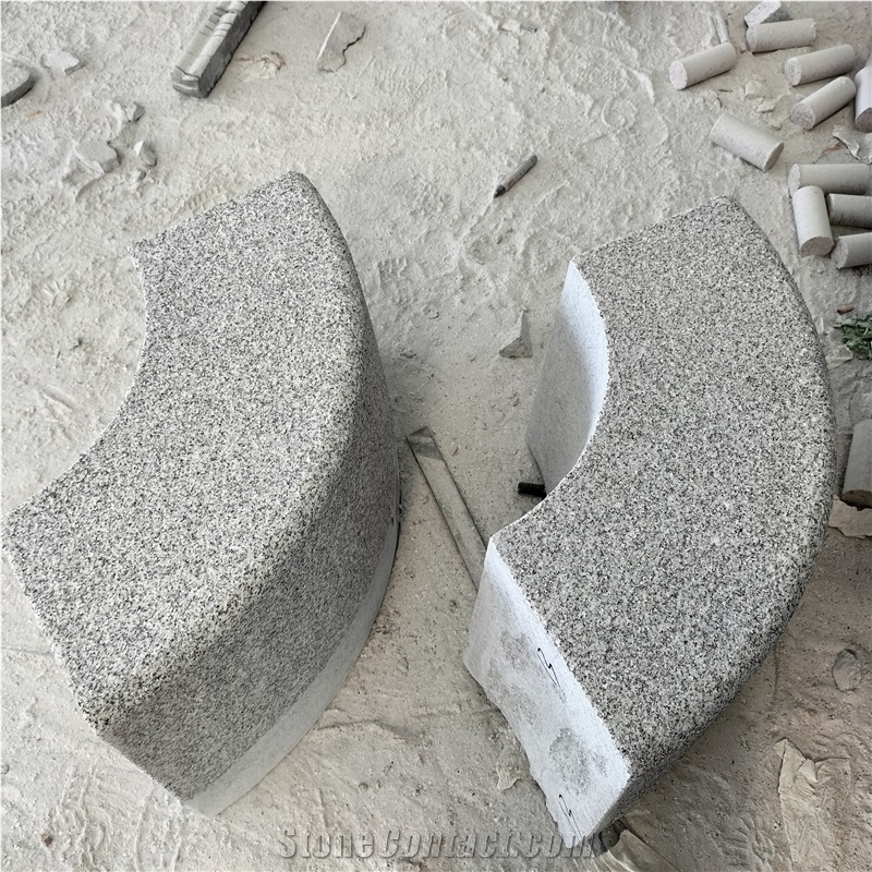 New Padang Light Granite G603 Flamed Curved Kerbstone