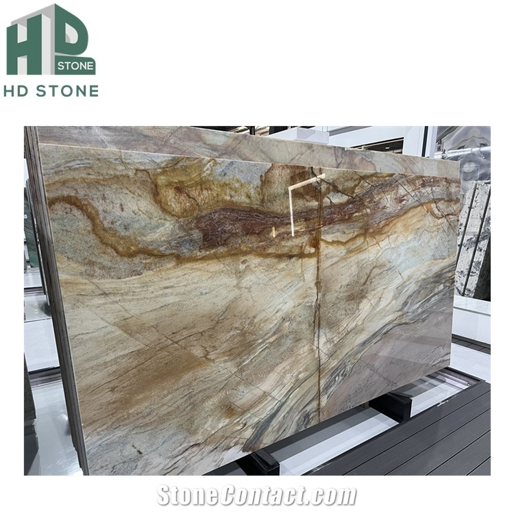 Natural Golden Luxury Quartzite Slab For Wall