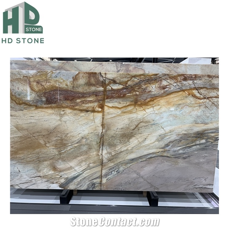 Natural Golden Luxury Quartzite Slab For Wall
