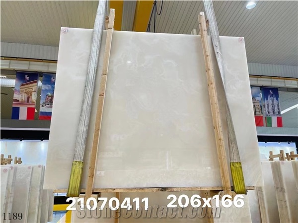 Afghanistan Snow White Onyx Small Slabs For Indoor Flooring