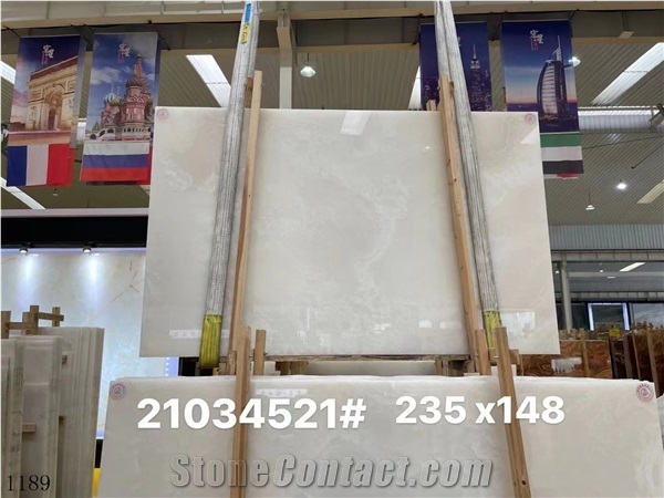 Afghanistan Snow White Onyx Small Slabs For Indoor Flooring