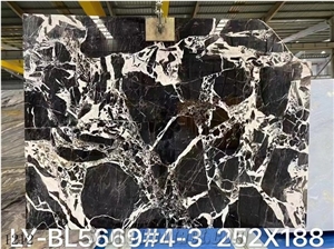 China Black White Marble Polished Slabs For Outdoor Flooring
