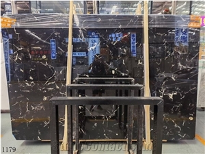China Ice Black Large Size Slabs For Indoor Flooring Design