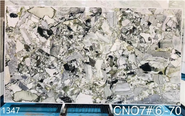 Chinese Primavera Marble Ice Green Large Size Slabs Polished