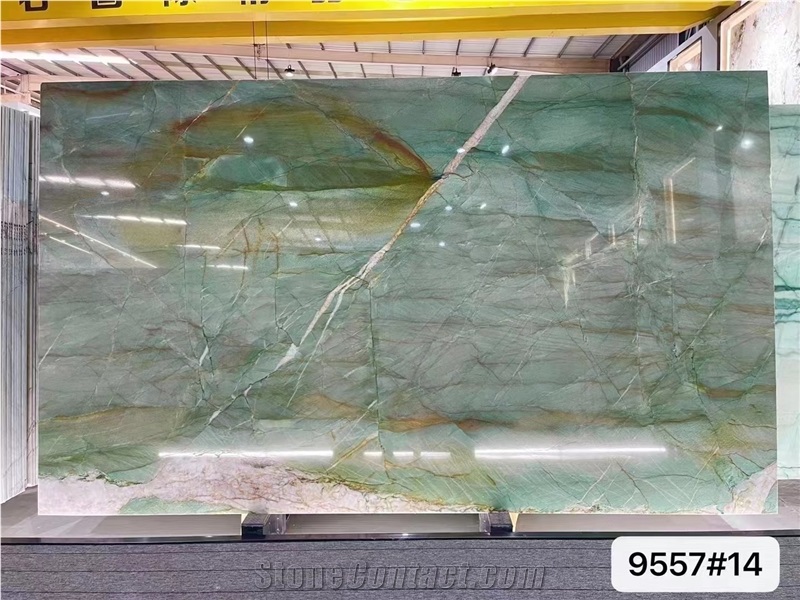 Fuchsite Crystal Quartzite Slabs For Interior Wall Cladding
