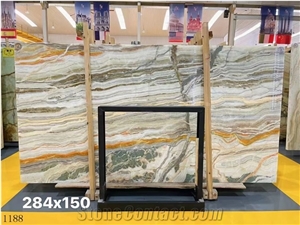 Iran Rainbow Onyx Multicolor Slabs Polished For Living Room