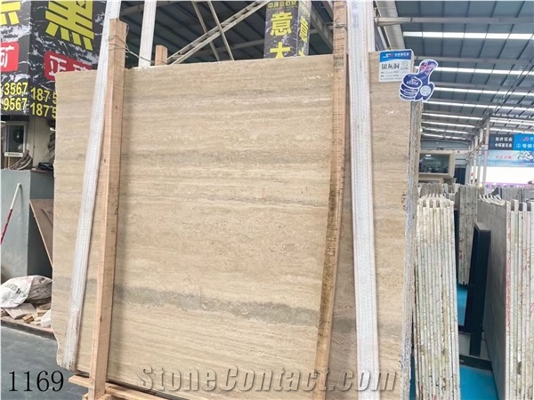 Italy Roman Silver Travertine Small Slabs For Outdoor Use