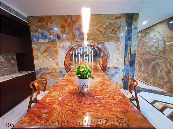 Turkey Tiger Onyx  Multicolor Slabs Polished For Living Room