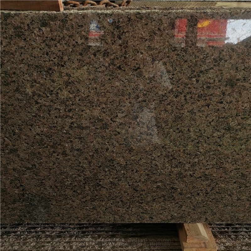 Chinese Gold Diamonds Brown Glossy Granite Slabs And Tiles