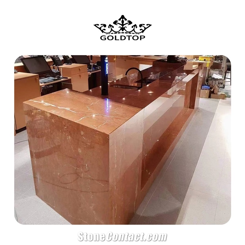 Chinese Rojo Coral Marble Kitchen Countertop