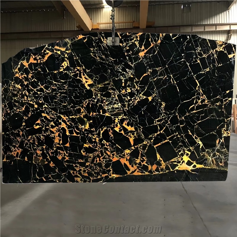 Fantasy Black Gold Flower Marble Tiles And Slabs