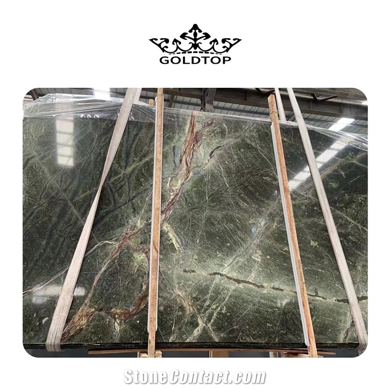 GOLDTOP ODM/OEM Rainforest Green Marble Slab