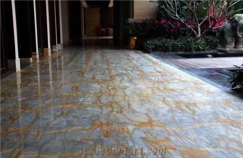 Luxury Surface Polished Fior Di Bosco Blue Tiles For Floor
