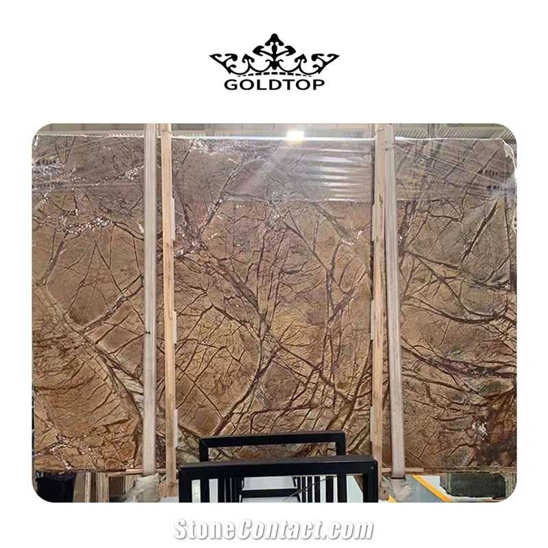Natural Stone Forest Brown Marble Slabs For Floor