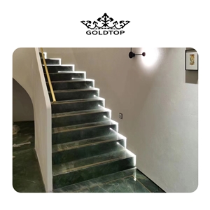 Nice Pattern Peacock Green Marble Decorate Tiles For Stairs