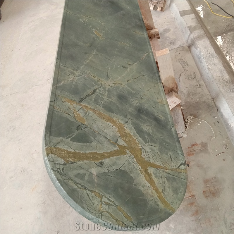 Nice Pattern Peacock Green Marble Decorate Tiles For Stairs