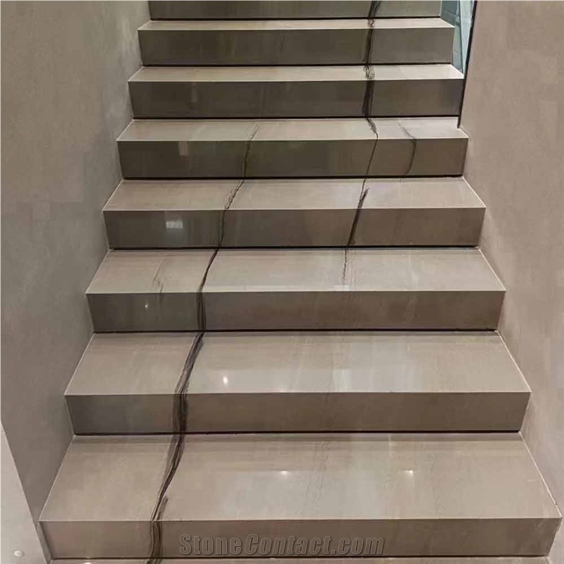 Wonderful Line White Slabs & Tiles For Floor Stair