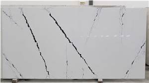 NQ0297 Badan White Calacatta Quartz Marble Look