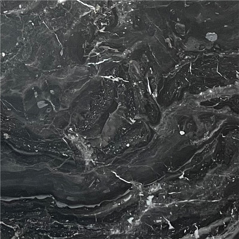 Italy Marmo Arabescato Orobico Nero Black Marble Slab