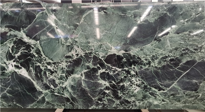 Luxury Polished Verde Alpi Cesana Green Marble Slab
