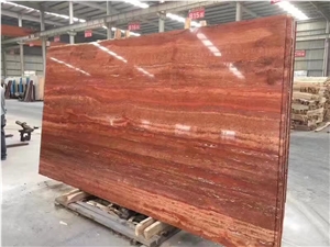 Rojo Alhambra Red Travertine Slab Polished