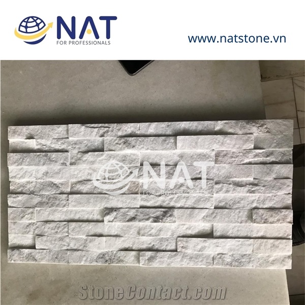 Vietnam Milky White Marble Split Face Ledge Stone Wall Panel