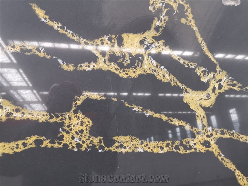 Artificial Black Calacatta Gold Quartz Stone Slab China