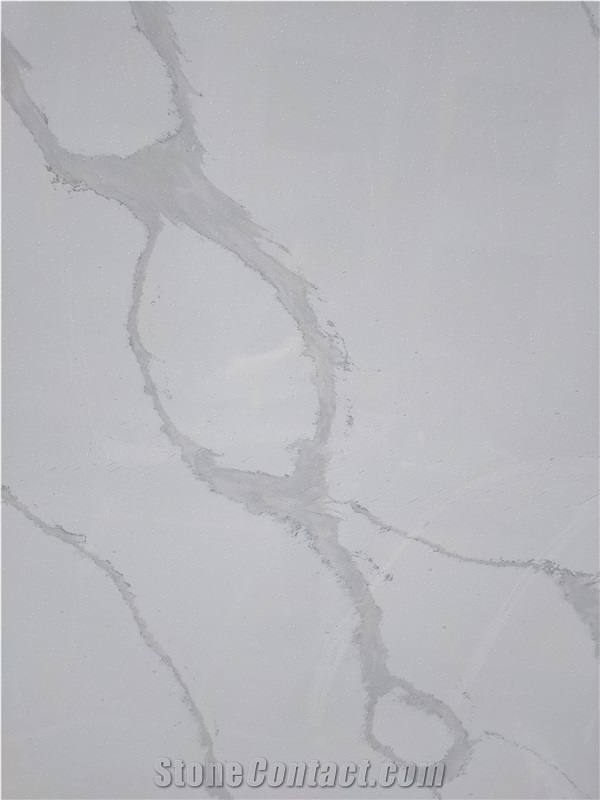 China White Calacatta Quartz Stone Slab