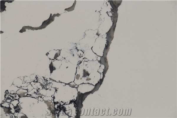 China White Calacatta Quartz Stone Slab With Black Veins
